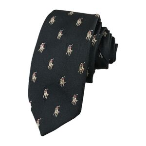 Vintage Sterns Silk Blend Tie Repeating Polo Horseman Pony Player Necktie Preppy